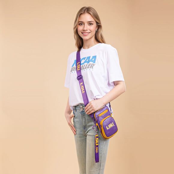 Louisiana State University LSU Fighting Tigers Purple Crossbody Bag - Picture 3 of 5